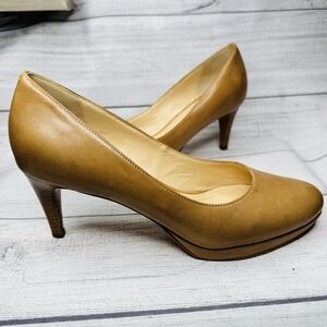 Cole Haan NikeAir‎ Camel Brown Leather Platform Pumps Heels Size 8B